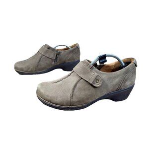 Clarks Unstructured Sparrow Shoes Womens 9 Brown Taupe Nubuck Leather Comfort